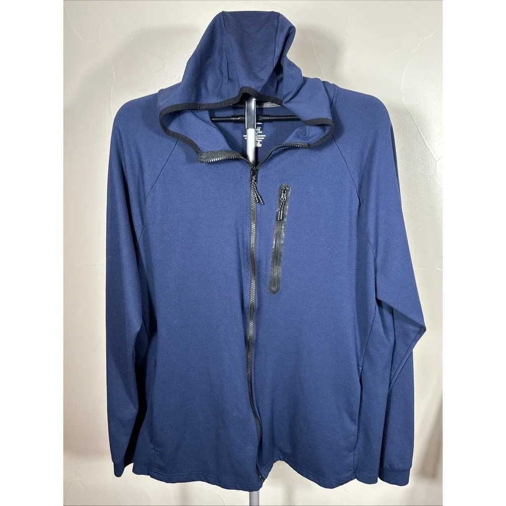 MEMBER'S MARK Men's Premium Stretch Luxe Full Zip Hoodie Navy‎ Blue Size L